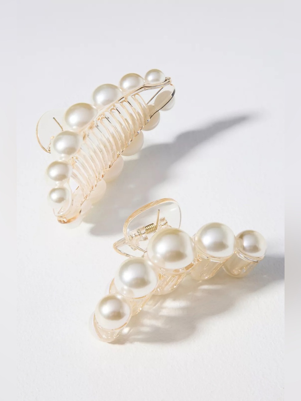 By Anthropologie Bold Pearl Claw Clips, Set of 2